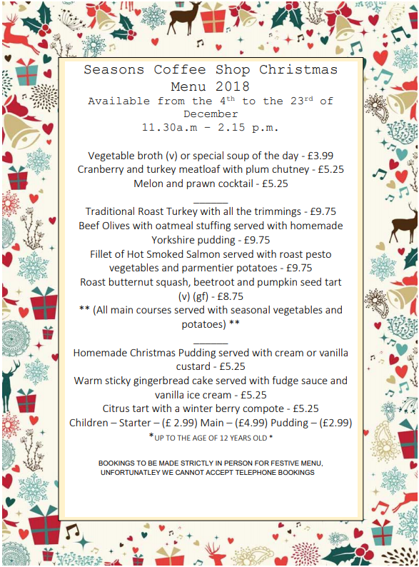 Parkhill Xmas Menu 2018